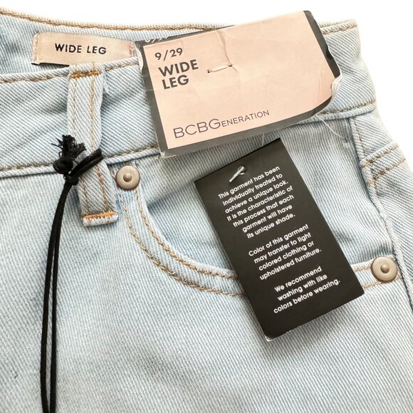 BCBGeneration Wide Leg High Waist Jeans Light Wash 9/29 lightblue 5 pockets new - Picture 6 of 13